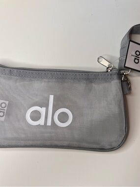 ALO Yoga Gray Mesh Logo Pouch